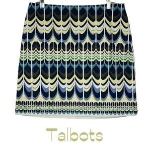 Talbots Navy Yellow Skirt NWOT Size 10